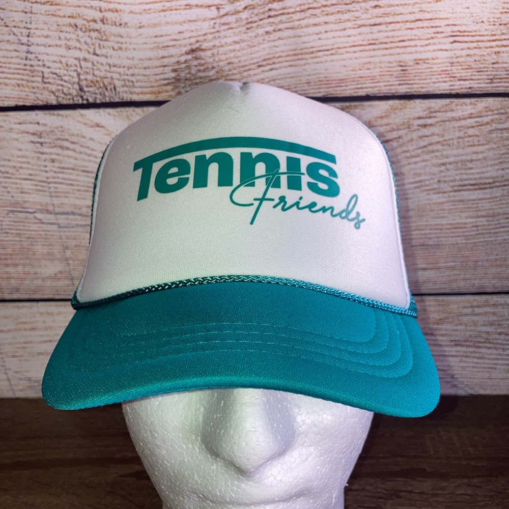 OTTO Teal and White 'Tennis Friends' Trucker Hat